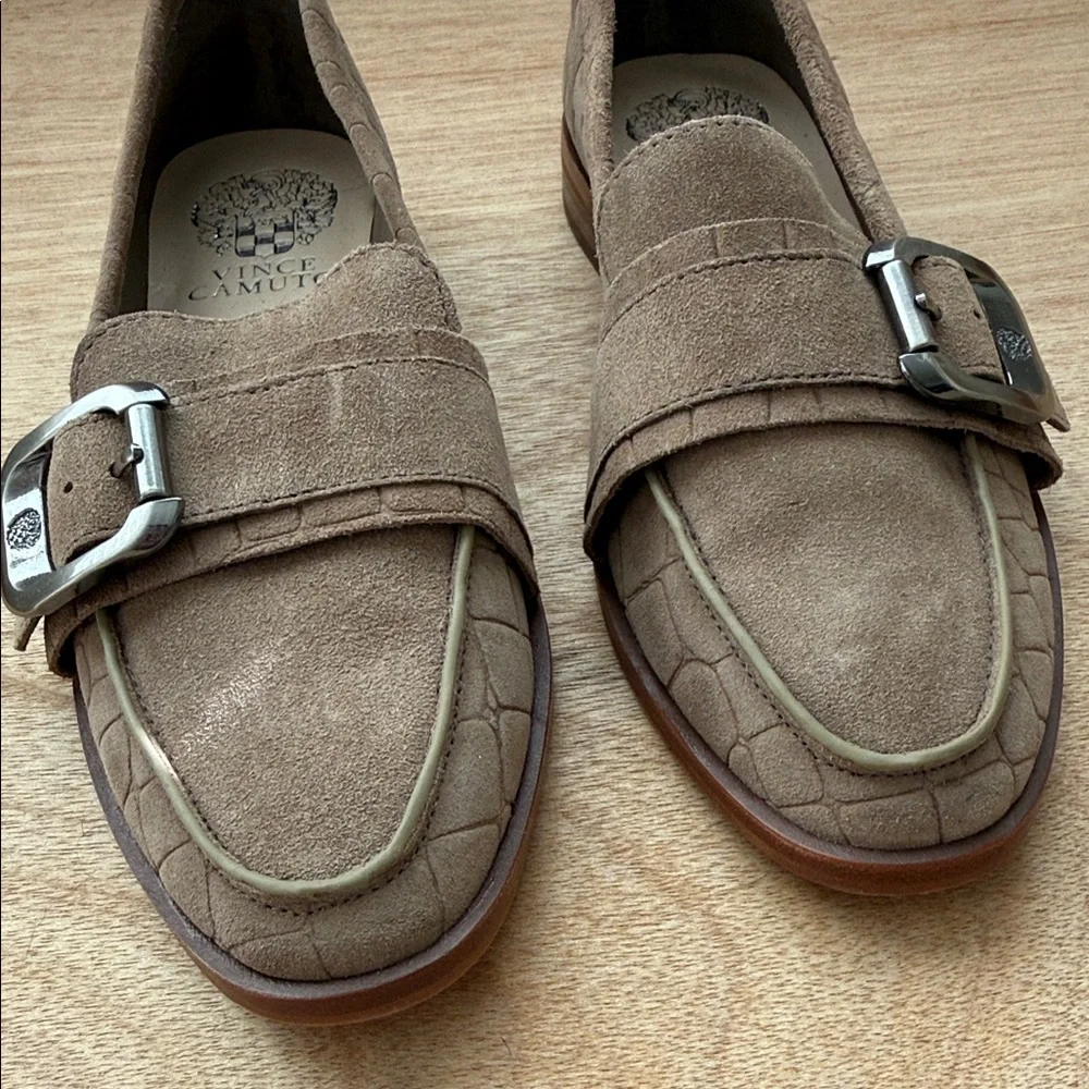 Vince Camuto Brown Loafers with Silver Buckle - Picture 2 of 7